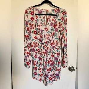 Hollister Floral Long Sleeve Short Romper